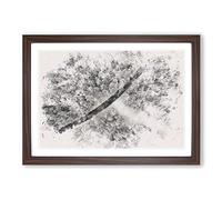 Big Box Art Road Through The Winter Forest Watercolour Framed Wall Art Picture Print Ready to Hang, Walnut A2 (62 x 45 cm)