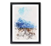 Big Box Art Road to Mount Cook in New Zealand Watercolour Framed Wall Art Picture Print Ready to Hang, Black A2 (62 x 45 cm)