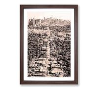 Big Box Art Road to The Miami Florida Skyline in Abstract Framed Wall Art Picture Print Ready to Hang, Walnut A2 (62 x 45 cm)