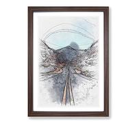 Big Box Art Road to The Valley of Fire Sketch Framed Wall Art Picture Print Ready to Hang, Walnut A2 (62 x 45 cm)
