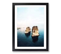 Big Box Art Rock Formation in Beirut Lebanon Framed Wall Art Picture Print Ready to Hang, Black A2 (62 x 45 cm)