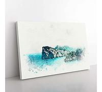 Big Box Art Rock Formations in Spain in Abstract Canvas Wall Art Print Ready to Hang Picture, 76 x 50 cm (30 x 20 Inch), White, Turquoise, Teal