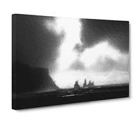 Big Box Art Rock Formations in Vik Iceland Canvas Wall Art Framed Picture Print, 30 x 20 Inch (76 x 50 cm), Black, White, Black, Grey