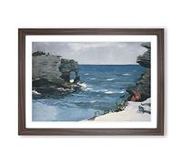 Big Box Art Rocky Shore Bermuda by Winslow Homer Framed Wall Art Picture Print Ready to Hang, Walnut A2 (62 x 45 cm)