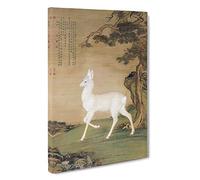 Big Box Art Roe Deer by Lang Shining Painting Canvas Wall Art Framed Picture Print, 30 x 20 Inch (76 x 50 cm), Cream, Yellow, Green, Brown, Black