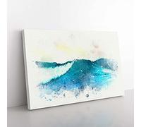 Big Box Art Rolling Ocean Waves in Abstract Canvas Wall Art Print Ready to Hang Picture, 76 x 50 cm (30 x 20 Inch), White, Turquoise