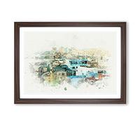 Big Box Art Rooftop View of Gran Canaria in Abstract Framed Wall Art Picture Print Ready to Hang, Walnut A2 (62 x 45 cm)