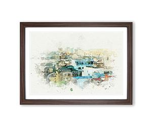 Big Box Art Rooftop View of Gran Canaria in Abstract Framed Wall Art Picture Print Ready to Hang, Walnut A2 (62 x 45 cm)