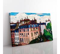 Big Box Art Rooftops in Paris by Henry Lyman Sayen Canvas Wall Art Print Ready to Hang Picture, 76 x 50 cm (30 x 20 Inch), Green, Beige, Brown
