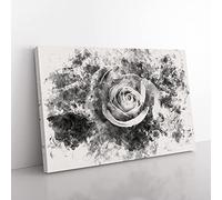 Big Box Art Rose Rodion Kutsaev Watercolour Canvas Wall Art Print Ready to Hang Picture, 76 x 50 cm (30 x 20 Inch), White, Grey, Black