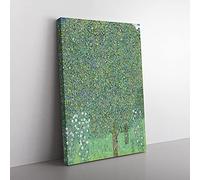 Big Box Art Rosebushes Under The Trees by Gustav Klimt Canvas Wall Art Print Ready to Hang Picture, 76 x 50 cm (30 x 20 Inch), Green, Cream, Green