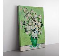 Big Box Art Roses Vol.2 by Vincent Van Gogh Canvas Wall Art Print Ready to Hang Picture, 76 x 50 cm (30 x 20 Inch), Green, Grey, Green