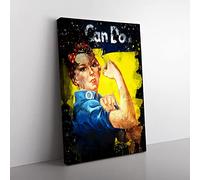 Big Box Art Rosie The Riveter We Can Do It War Poster Coal Black Canvas Wall Art Print Ready to Hang Picture, 76 x 50 cm (30 x 20 Inch), Multi-Coloured