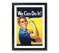 Big Box Art Rosie The Riveter We Can Do It War Poster Framed Wall Art Picture Print Ready to Hang, Black A2 (62 x 45 cm)