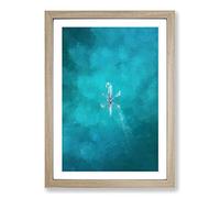 Big Box Art Rowing on a Lake in Sweden in Abstract Framed Wall Art Picture Print Ready to Hang, Oak A2 (62 x 45 cm)