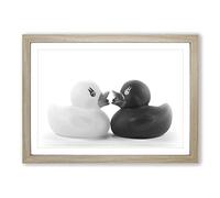 Big Box Art Rubber Ducks Opposites Attract Framed Wall Art Picture Print Ready to Hang, Oak A2 (62 x 45 cm)