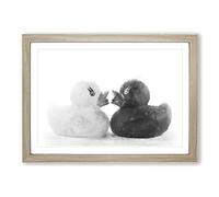 Big Box Art Rubber Ducks Opposites Attract Painting Framed Wall Art Picture Print Ready to Hang, Oak A2 (62 x 45 cm)