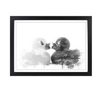 Big Box Art Rubber Ducks Opposites Attract V3 Framed Wall Art Picture Print Ready to Hang, Black A2 (62 x 45 cm)