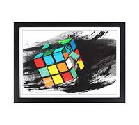 Big Box Art Rubik Cube V2 Framed Wall Art Picture Print Ready to Hang, Black A2 (62 x 45 cm)