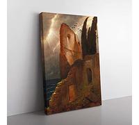 Big Box Art Ruin by The Sea by Arnold Bocklin Canvas Wall Art Print Ready to Hang Picture, 76 x 50 cm (30 x 20 Inch), Brown, Brown, Cream