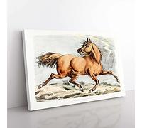 Big Box Art Running Brown Horse by Henry Alken Canvas Wall Art Print Ready to Hang Picture, 76 x 50 cm (30 x 20 Inch), White, Cream, Grey, Cream