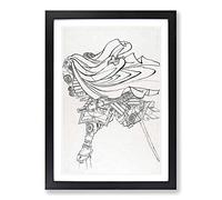 Big Box Art Running Warrior by Katsushika Hokusai Framed Wall Art Picture Print Ready to Hang, Black A2 (62 x 45 cm)
