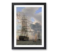 Big Box Art Russian Ship of The Line by Christoffer Wilhelm Eckersberg Framed Wall Art Picture Print Ready to Hang, Black A2 (62 x 45 cm)