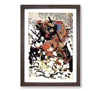 Big Box Art Sachuro Charging on a Stallion by Utagawa Kuniyoshi Framed Wall Art Picture Print Ready to Hang, Walnut A2 (62 x 45 cm)