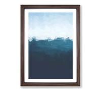 Big Box Art Sailing Boat Alone in The Ocean in Abstract Framed Wall Art Picture Print Ready to Hang, Walnut A2 (62 x 45 cm)