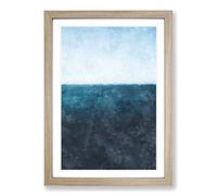 Big Box Art Sailing Boat Alone in The Ocean Painting Framed Wall Art Picture Print Ready to Hang, Oak A2 (62 x 45 cm)