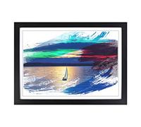 Big Box Art Sailing Boat Lake V2 Framed Wall Art Picture Print Ready to Hang, Black A2 (62 x 45 cm)