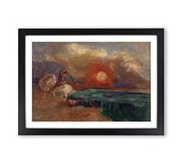 Big Box Art Saint George and The Dragon by Odilon Redon Framed Wall Art Picture Print Ready to Hang, Black A2 (62 x 45 cm)