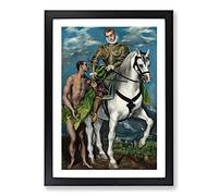 Big Box Art Saint Martin and The Beggar by El Greco Framed Wall Art Picture Print Ready to Hang, Black A2 (62 x 45 cm)