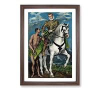 Big Box Art Saint Martin and The Beggar by El Greco Framed Wall Art Picture Print Ready to Hang, Walnut A2 (62 x 45 cm)