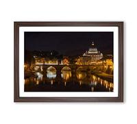 Big Box Art Saint Peter's Basilica Sant Angelo Bridge Italy Rome (1) Framed Wall Art Picture Print Ready to Hang, Walnut A2 (62 x 45 cm)