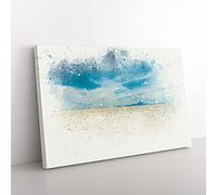 Big Box Art Salar de Uyuni Salt Flat in Bolivia in Abstract Canvas Wall Art Print Ready to Hang Picture, 76 x 50 cm (30 x 20 Inch), White, Blue, White, Turquoise