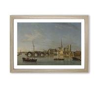 Big Box Art Samuel Scott The Building of Westminster Bridge Framed Wall Art Picture Print Ready to Hang, Oak A2 (62 x 45 cm)