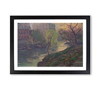Big Box Art San Antonio River by Julian Onderdonk Framed Wall Art Picture Print Ready to Hang, Black A2 (62 x 45 cm)