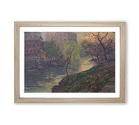 Big Box Art San Antonio River by Julian Onderdonk Framed Wall Art Picture Print Ready to Hang, Oak A2 (62 x 45 cm)