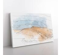 Big Box Art Sand Dunes in Southern California Sketch Canvas Wall Art Print Ready to Hang Picture, 76 x 50 cm (30 x 20 Inch), Blue, Brown