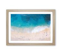 Big Box Art Sandy Beach in Honolulu Hawaii in Abstract Framed Wall Art Picture Print Ready to Hang, Oak A2 (62 x 45 cm)