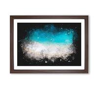Big Box Art Sandy Beach in Honolulu Hawaii Paint Splash Framed Wall Art Picture Print Ready to Hang, Walnut A2 (62 x 45 cm)