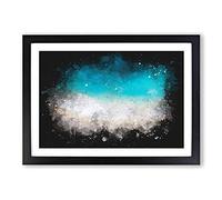 Big Box Art Sandy Beach in Honolulu Hawaii Paint Splash Framed Wall Art Picture Print Ready to Hang, Black A2 (62 x 45 cm)