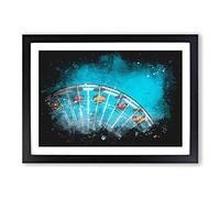 Big Box Art Santa Monica Pier Ferris Wheel Paint Splash Framed Wall Art Picture Print Ready to Hang, Black A2 (62 x 45 cm)