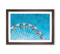 Big Box Art Santa Monica Pier Ferris Wheel Painting Framed Wall Art Picture Print Ready to Hang, Walnut A2 (62 x 45 cm)