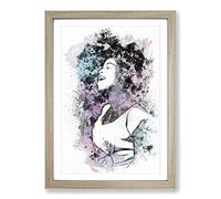 Big Box Art Sarah Vaughan in Abstract Framed Wall Art Picture Print Ready to Hang, Oak A2 (62 x 45 cm)
