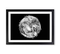 Big Box Art Satellite Image of Earth in Abstract Framed Wall Art Picture Print Ready to Hang, Black A2 (62 x 45 cm)