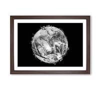 Big Box Art Satellite Image of Earth in Abstract Framed Wall Art Picture Print Ready to Hang, Walnut A2 (62 x 45 cm)