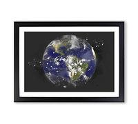 Big Box Art Satellite Image of Earth Paint Splash Framed Wall Art Picture Print Ready to Hang, Black A2 (62 x 45 cm)