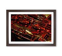 Big Box Art Saxophone Instrument (1) Framed Wall Art Picture Print Ready to Hang, Walnut A2 (62 x 45 cm)